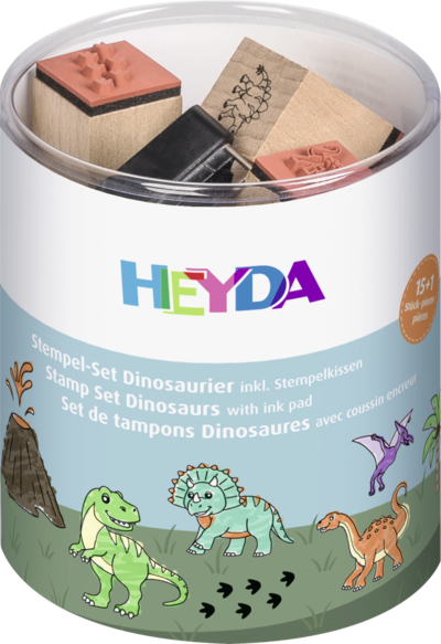 BRUNNEN 204888476 HEYDA Stempel-Set „Dinosaurier“ 15×15 mm