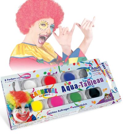 Aqua Tableau Karneval, 8 Farben inklusive Pinsel, 32 g