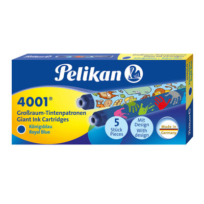 PELIKAN 338236 Pelikan bedruckte Großraum-Tintenpatronen 4001®, Königsblau, 5 Stück