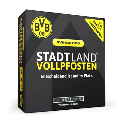 DENKRIESEN BV3017 Stadt Land Vollpfosten® – Das Kartenspiel - BVB EDITION - Entscheidend ist aufm Platz.