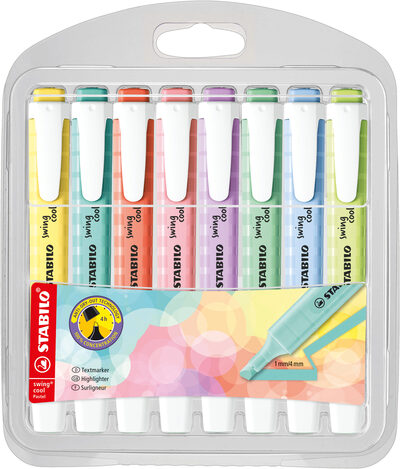 STABILO 275/8-08-1 Textmarker - STABILO swing cool Pastel - 8er Pack - mit 8 verschiedenen Farben