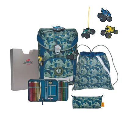DERDIEDAS 8509156 5-teiliges Schulrucksack-Set Ergoflex Easy Monster Truck