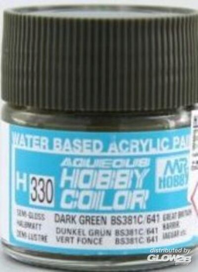 MR HOBBY - GUNZE H-330 Mr Hobby -Gunze Aqueous Hobby Colors (10 ml) Dark Green BS381C/641 [30