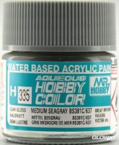 MR HOBBY - GUNZE H-335 Mr Hobby -Gunze Aqueous Hobby Colors (10 ml) Medium Seagray BS381C/637 [30