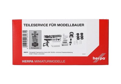 HERPA 085670 1:87 Teileservice Fahrgestell Zugmaschine 2achs DAF XG/XG+ mit/ohne Chassisverkleidung, 2 Stück