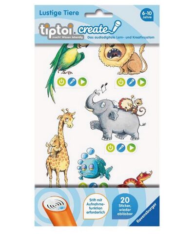 RAVENSBURGER 000908 tiptoi® CREATE Sticker Lustige Tiere