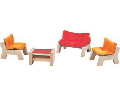 HABA 303840 Little Friends – Puppenhaus-Möbel Wohnzimmer