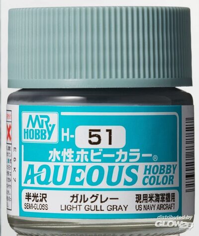 MR HOBBY - GUNZE H-051 Mr Hobby -Gunze Aqueous Hobby Colors (10 ml) Light Gull Gray [30