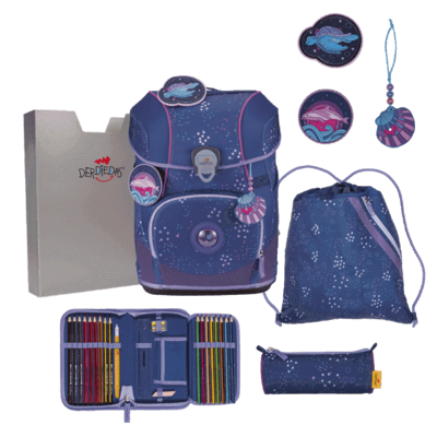 DERDIEDAS D851100100163 Schulranzen-Set 5-teilig Deep Ocean ErgoFlex Tiny