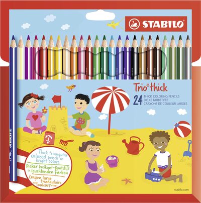 STABILO 203/24-01 Dreikant-Buntstift - STABILO Trio dick - 24er Pack - mit 24 verschiedenen Farben