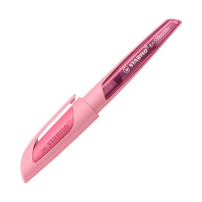 STABILO 5031/39-41 Schulfüller mit Medium-Feder M - STABILO EASYbuddy Pastel in Rosiges Rouge - Schreibfarbe blau (löschbar) - Einzelstift - inklusive Patrone