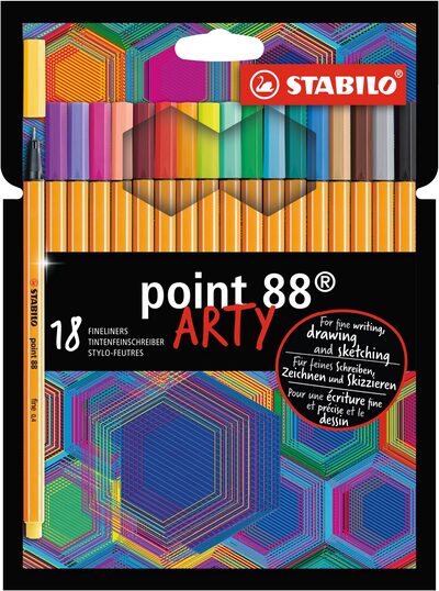 STABILO 2526769 Fineliner - STABILO point 88 - ARTY - 18er Pack - mit 18 verschiedenen Farben