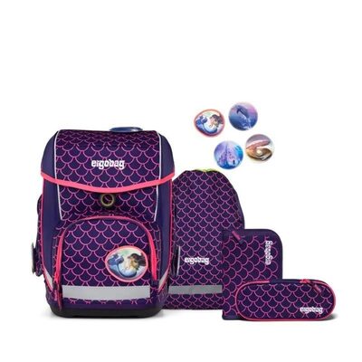 ERGOBAG 01212-900K2-10 Cubo 5-teiliges Schulrucksack-Set PerlentauchBär, lila