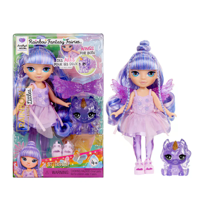 MGA 543435-EUC Rainbow High Littles Rainbow Fantasy Fairies Doll- Amethyst (purple)