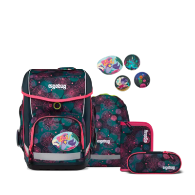 ERGOBAG 01212-90198-10 Cubo 5-teiliges Schulrucksack-Set KorallBär, lila