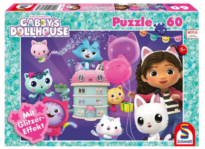 SCHMIDT SPIELE 56473 Kinderpuzzle 60 Teile Gabby's Dollhouse Geburtstagsfeier im Puppenhaus