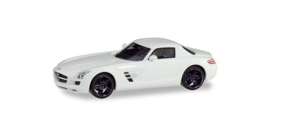 HERPA 420501 1:87 Mercedes-Benz SLS AMG, weiß mit schwarzen Felgen