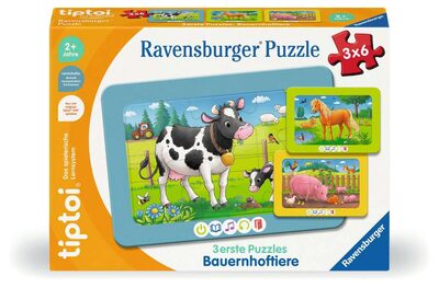 RAVENSBURGER 00229 tiptoi® Kinderpuzzle 3x6 Teile tiptoi® 3 erste Puzzles: Bauernhoftiere