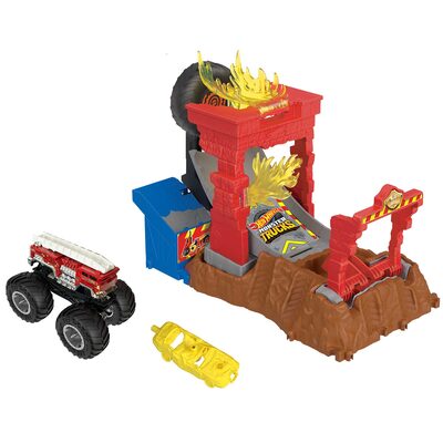 HOT WHEELS HNB90 Hot Wheels Monster Trucks Arena Smashers 5-Alarm-Crash-Challenage Spielset