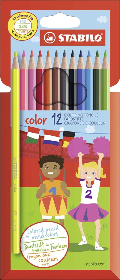 STABILO 1912/77-01 Buntstift - STABILO color - 12er Pack - mit 12 verschiedenen Farben inklusive 2 Neonfarben