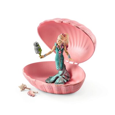 SCHLEICH 70564 Meerjungfrau mit Baby-Robbe in Muschel