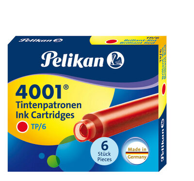 PELIKAN 301192 Pelikan Tintenpatronen 4001®, Brillant-Rot, 6 Stück