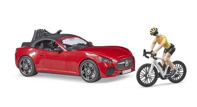 BRUDER 03485 BRUDER Roadster mit 1 Rennrad und Radfahrerin