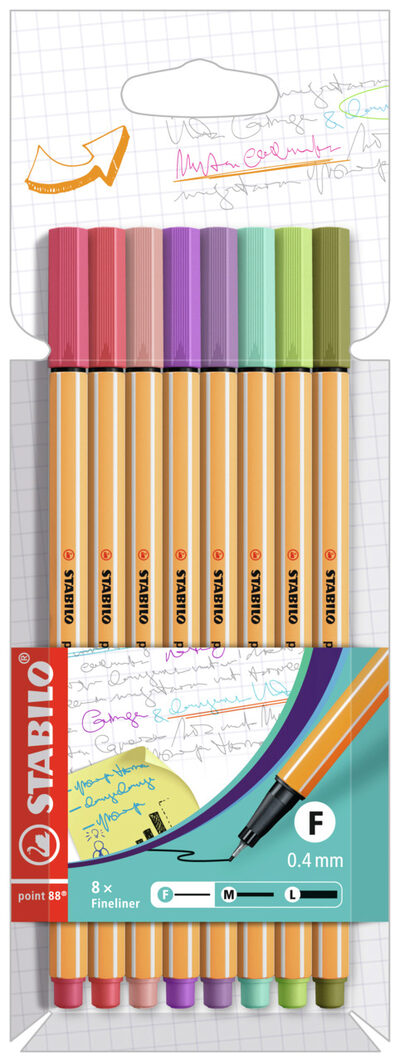 STABILO 88/8-04 Fineliner - STABILO point 88 - 8er Pack - mit 8 verschiedenen Farben
