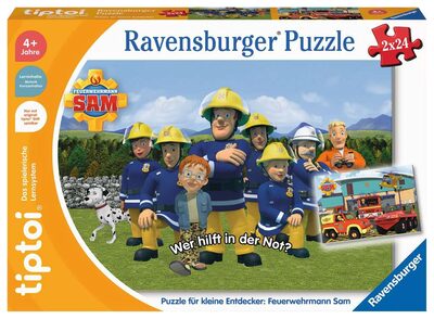 RAVENSBURGER 00139 tiptoi® Kinderpuzzle 2 x 24 Teile Puzzle für kleine Entdecker: Feuerwehrmann Sam
