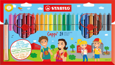 STABILO 168/24-4 Filzstift mit Kappenring - STABILO Cappi - 24er Pack - mit 24 verschiedenen Farben