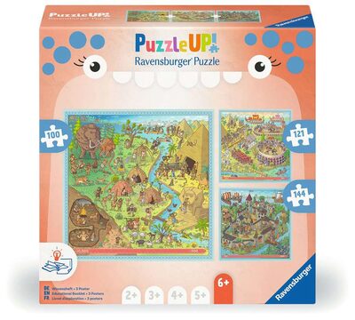 RAVENSBURGER 12004005 Kinderpuzzle 100, 121, 144 Teile - Geschichte - Steinzeit, Altes Rom, Mittelalter