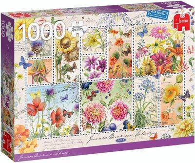 JUMBO SPIELE 18812 Puzzle 1000 Teile Jumbo Briefmarken Sammlung Sommerblumen