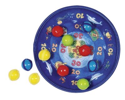 goki 56865 Klett-Dartscheibe Ozean Ø= 25 cm, Stoff, Kunststoff, 12 Klettbälle