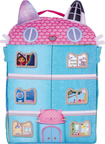 SCHMIDT SPIELE 42804 Gabby's Dollhouse, Puppenhaus mit 3 Figuren und Lift, 41 cm