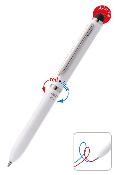 ONLINE 31020/3D Kugelschreiber 3-in-1 Multi Touch Pen White, Schreibfarbe: blau/rot