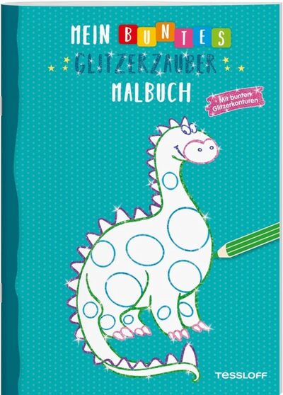 TESSLOFF 378864073 Mein buntes Glitzerzauber-Malbuch (Drache/türkis)