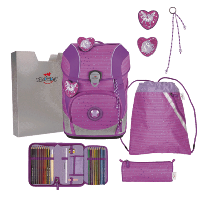 DERDIEDAS D851100120000 Schulranzen-Set 5-teilig Purple Unicorn ErgoFlex Tiny