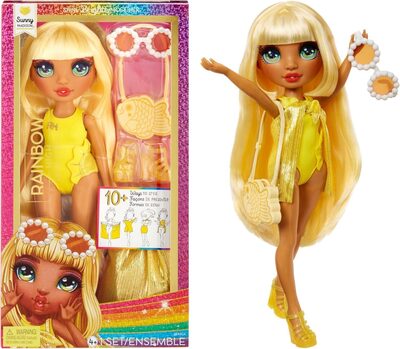 MGA 507284-EUC Rainbow High Swim & Style Fashion Doll- Sunny (Yellow)
