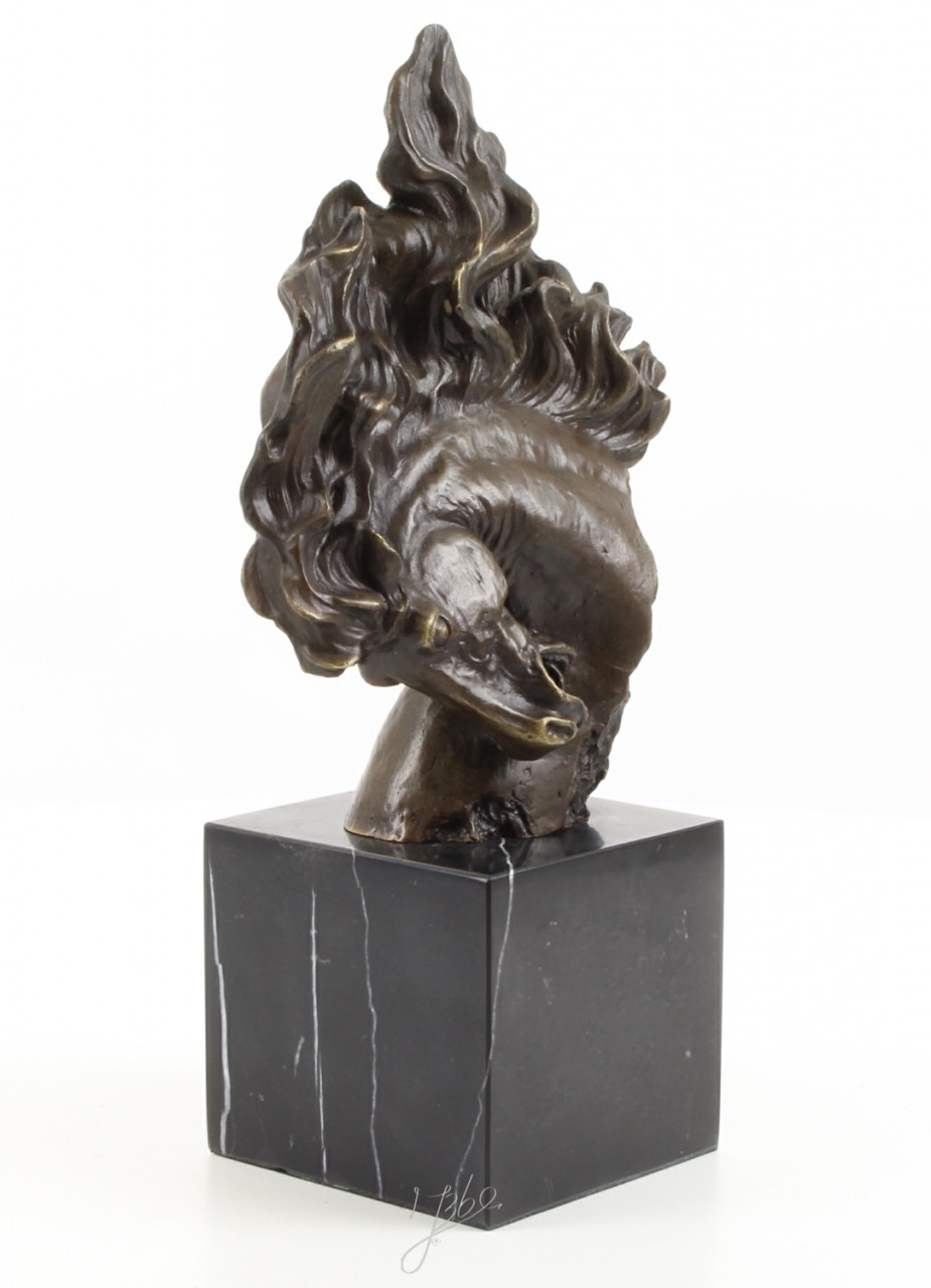 Bronzefigur Bronzeskulptur Bronze Abstrakter Pferdekopf auf Sockel H 30 cm Pferd Bronze Figur