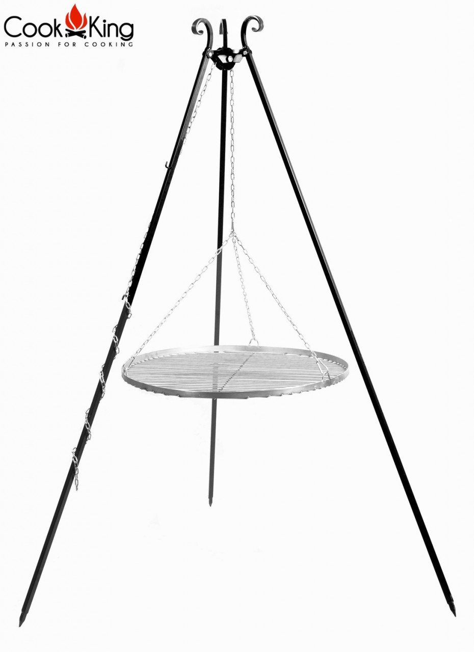 Schwenkgrill H 180 cm mit Grillrost Ø 80 cm aus Edelstahl Dreibein Grill Tripod Grillständer