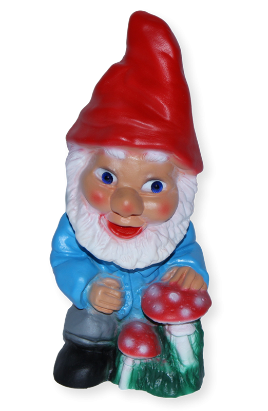 Deko Figur Zwerg H 20 cm Gartenzwerg mit Pilzen stehend Gartenfigur aus Kunststoff