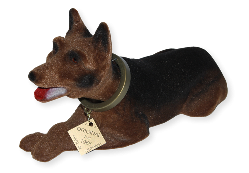 Wackel Figur Hund Schäferhund Wackelfigur H 10 cm klein Dekofigur mit Wackelkopf