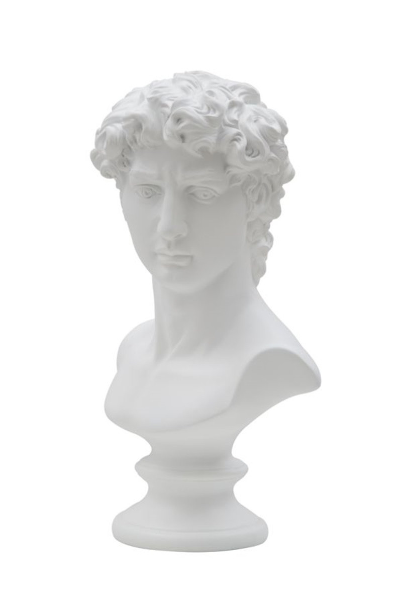 Dekofigur klassische Männerbüste Replikat David von Michelangelo Statue weiß H 34 cm