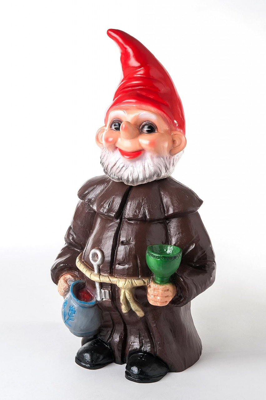 Deko Figur Zwerg Mönch groß H 70 cm Gartenzwerg Klostermönch Gartenfigur stehend aus Kunststoff