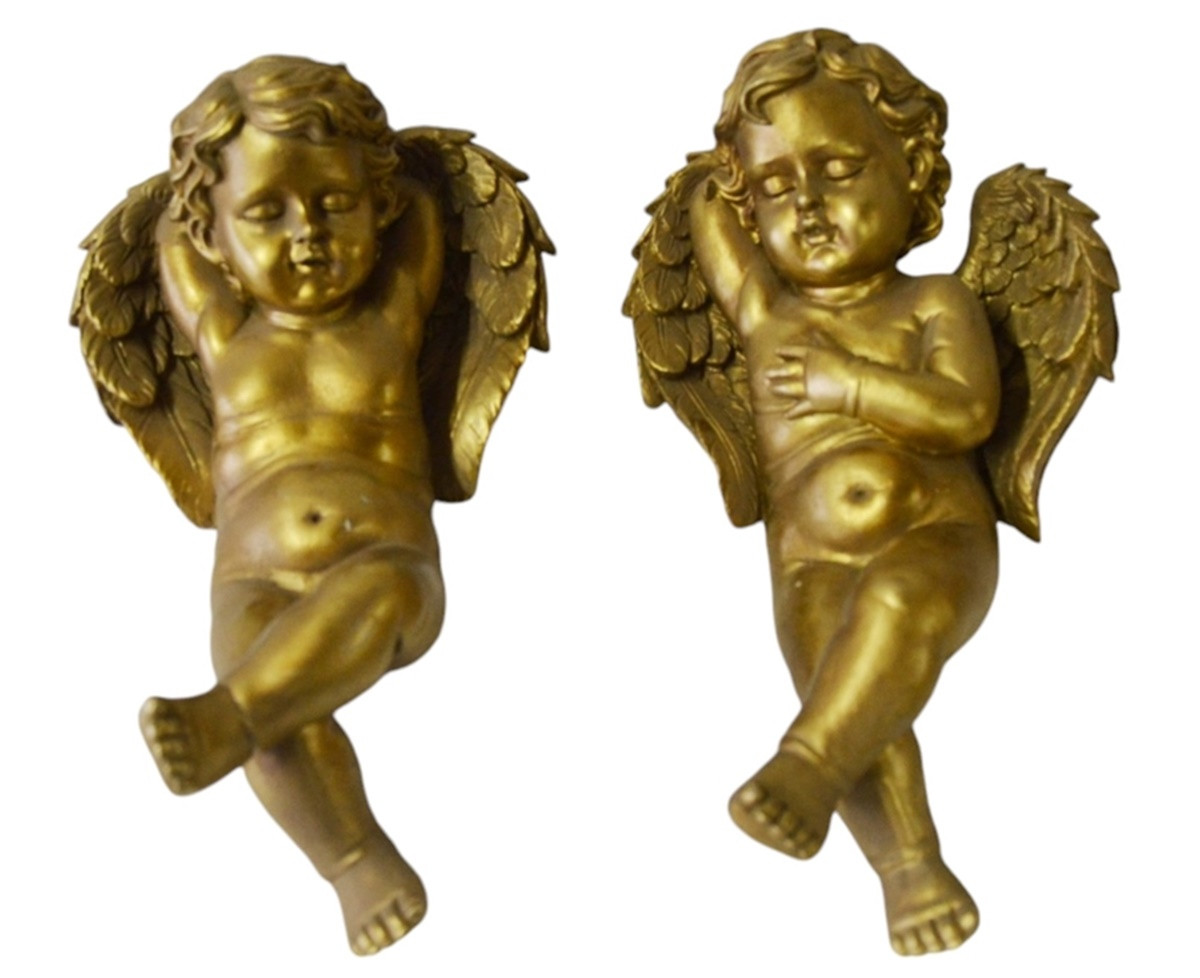 Deko Figur Engelspaar schlafend liegend Höhe 26 cm Dekofiguren Engel Resin gold