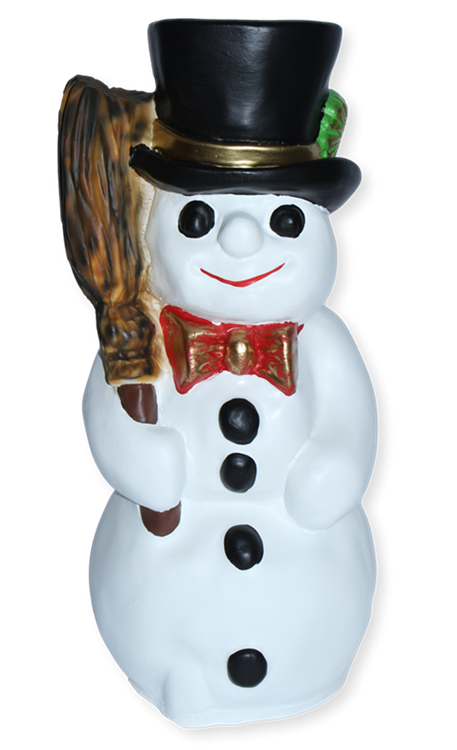 Dekorationsfigur Winterfigur Schneemann mit Besen H 44 cm Deko Figur aus Kunstharz