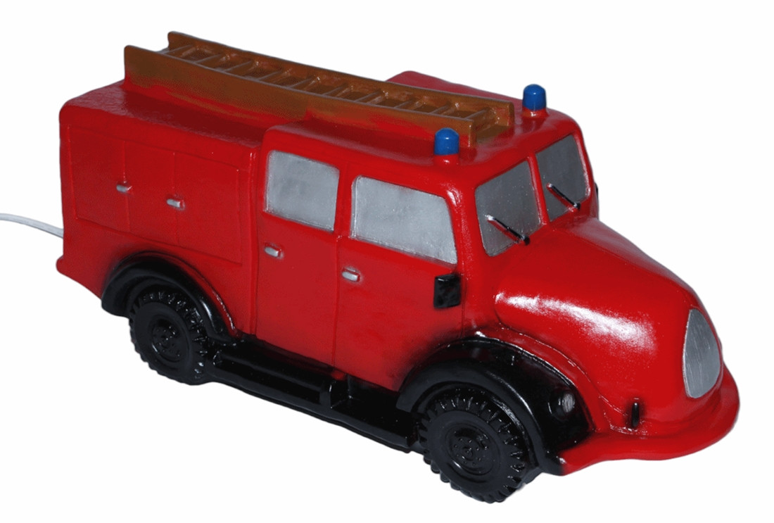 Feuerwehrauto-Lampe Deko-Figur mit Beleuchtung H 18,5 cm Nachttischlampe für Innenbereiche