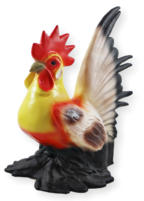Deko Figur Hahn bunt H 30 cm Hahnfigur Gartenfigur mit Scherz Bewegungsmelder Kikeriki
