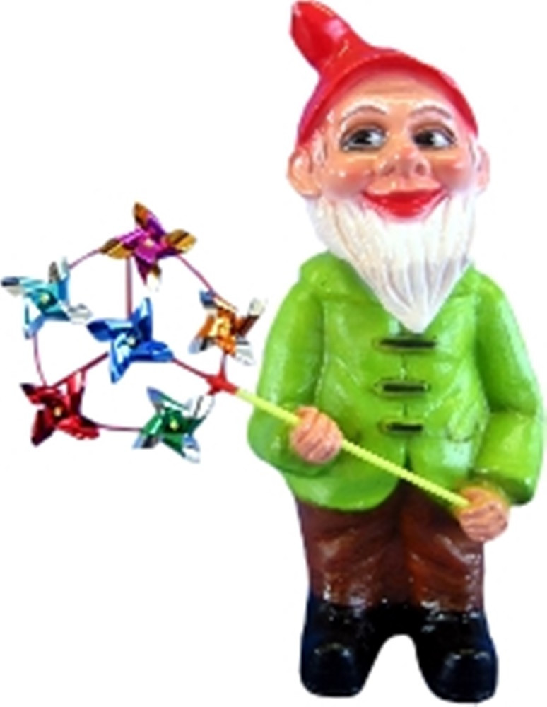 Gartenzwerg groß Zwerg mit Windrad stehend H 60 cm großer Deko Zwerg Gartenfigur Kunststoff