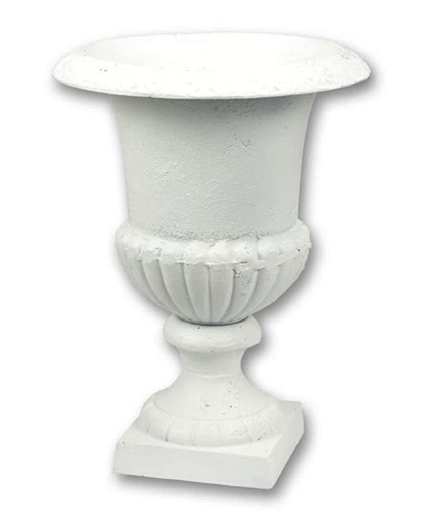 Amphore Blumentopf Weiß H 43 cm aus Gusseisen - Gartendeko Deko Vase Pflanzentopf im Barockstil